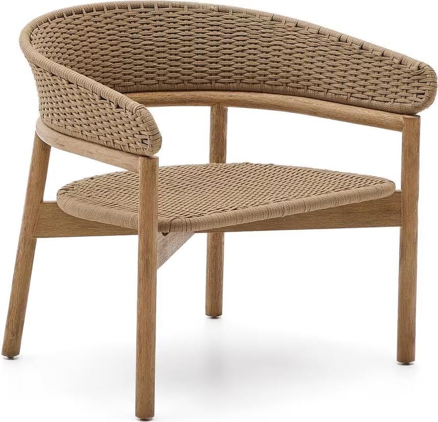 Kave Home Outdoor Fauteuil Arinella Acaciahout en geweven touw Beige