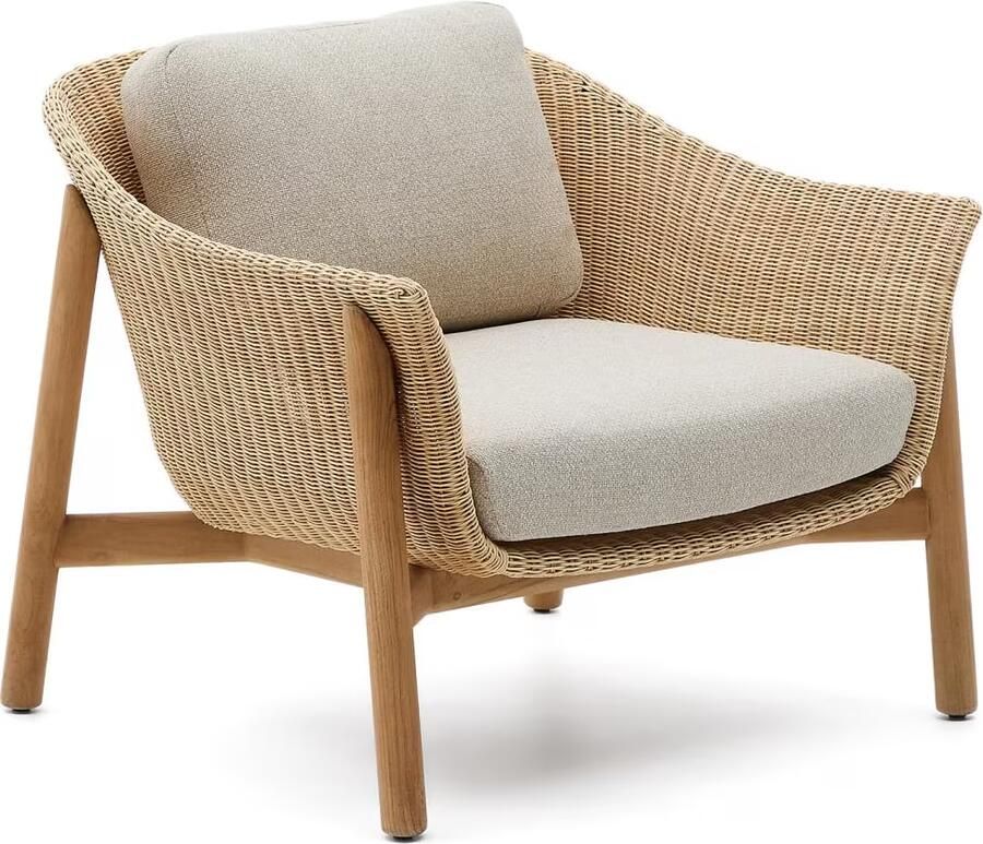 Kave Home Outdoor Fauteuil Galea Teakhout en rattan Bruin
