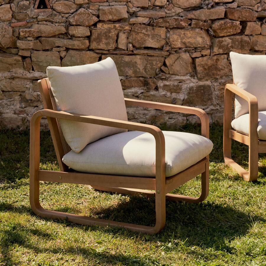 Kave Home Outdoor Fauteuil Sacaleta Eucalyptushout Beige