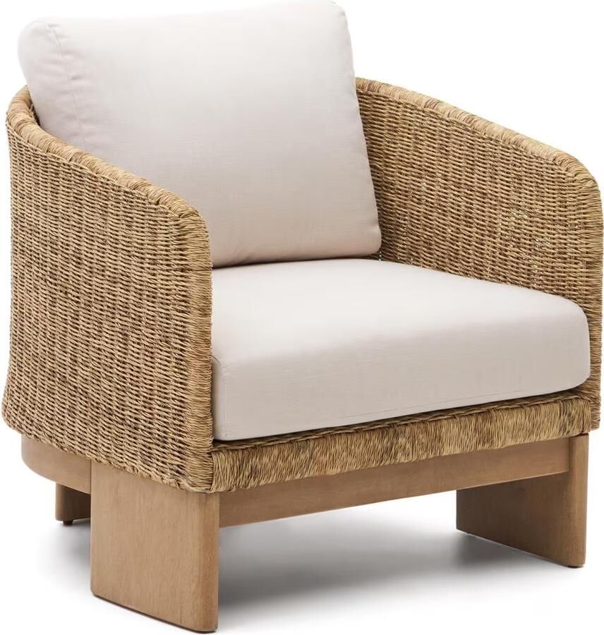 Kave Home Outdoor Fauteuil Xoriguer Rattan en eucalyptushout Beige