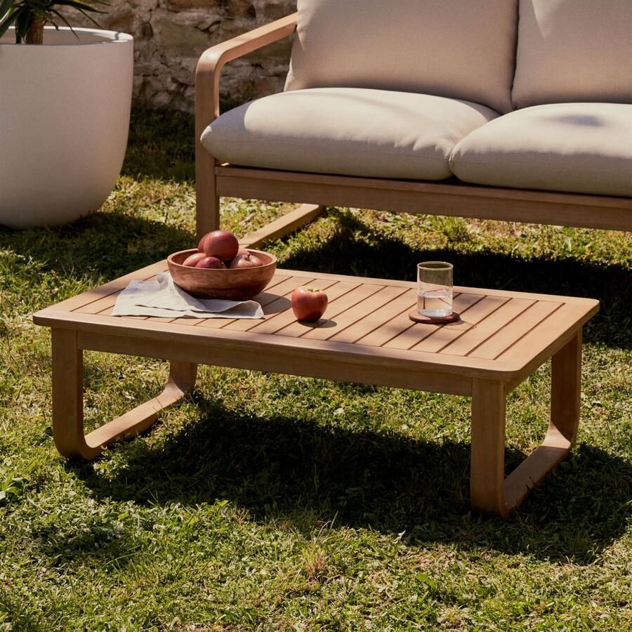 Kave Home 100% outdoor salontafel Sacaleta in massief eucalyptushout 100 x 60 cm