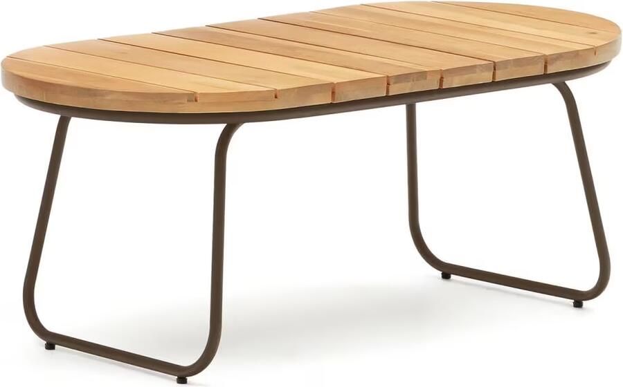 Kave Home Salguer outdoor salontafel van massief acaciahout en bruin staal Ø 100 x 50 cm FSC 100%