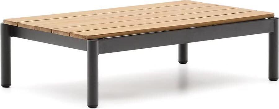 Kave Home Outdoor Salontafel Sorells Teakhout 91 x 57cm Donkergrijs