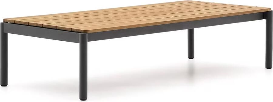 Kave Home Outdoor Salontafel Sorells Teakhout en grijs aluminium 149 x 63cm