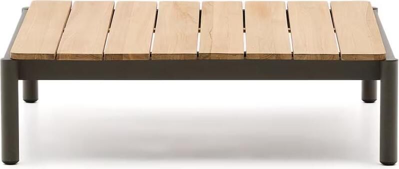 Kave Home Outdoor Salontafel Sorells Teakhout en groen aluminium 89 x 91cm Donkergroen