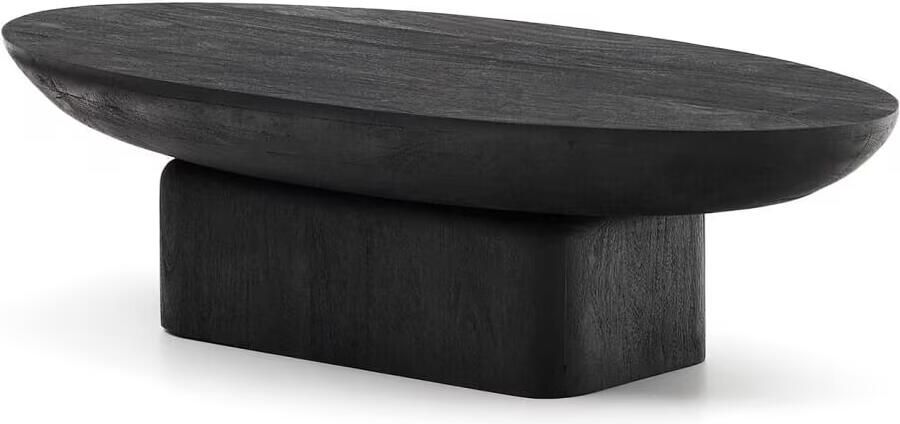 Kave Home Ovale Salontafel Ovak Acaciahout 140 x 70cm Zwart Ovaal