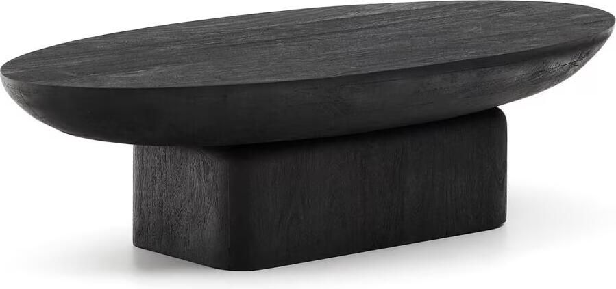 Kave Home Ovale Salontafel Ovak Acaciahout 140 x 70cm Zwart Ovaal