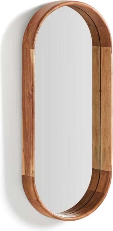 Kave Home Ovale Spiegel Berale Acaciahout 76 x 33cm Bruin Ovaal