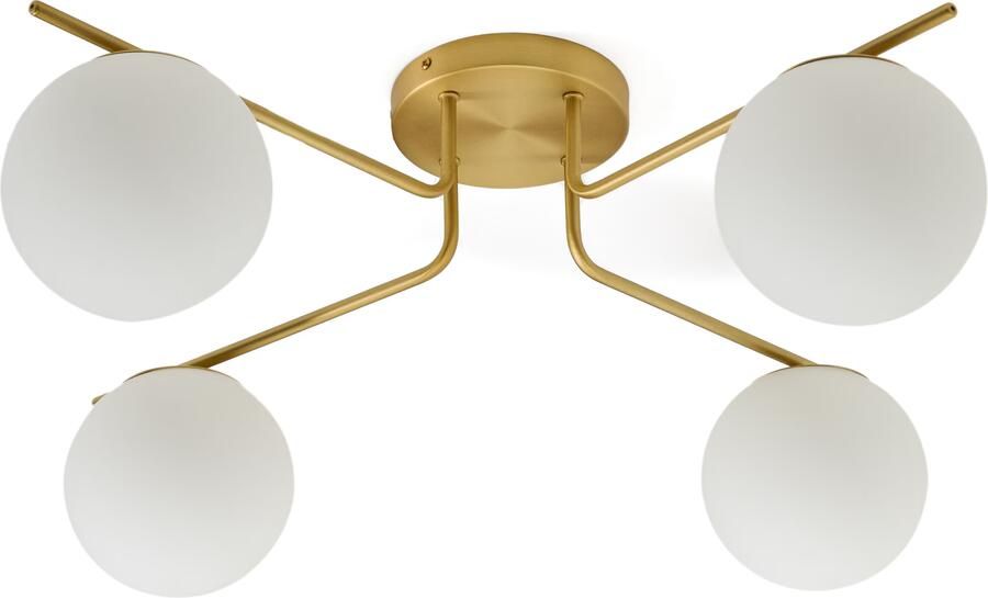 Kave Home Plafondlamp Brisia Glas en messing 4-lamps Wit