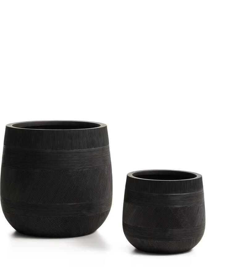 Kave Home Plantenpot Tival Set van 2 stuks Zwart
