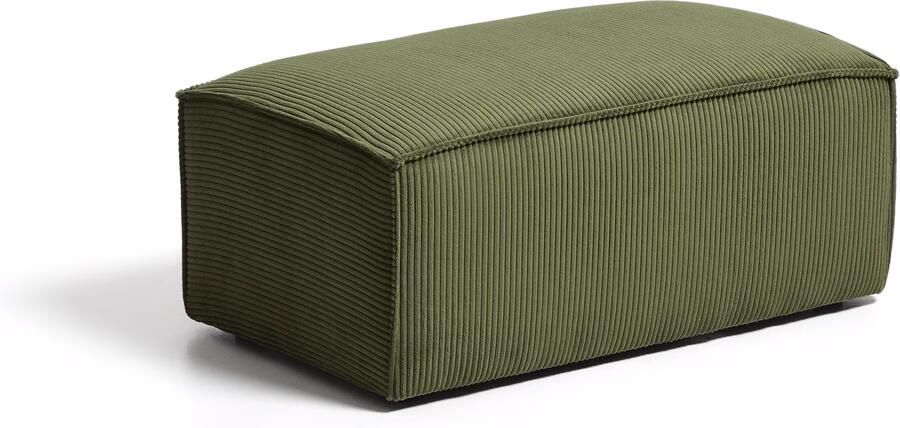 Kave Home Poef Blok Rib 60 x 104cm Donkergroen