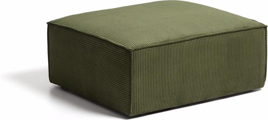 Kave Home Poef Blok Rib 90 x 104cm Donkergroen