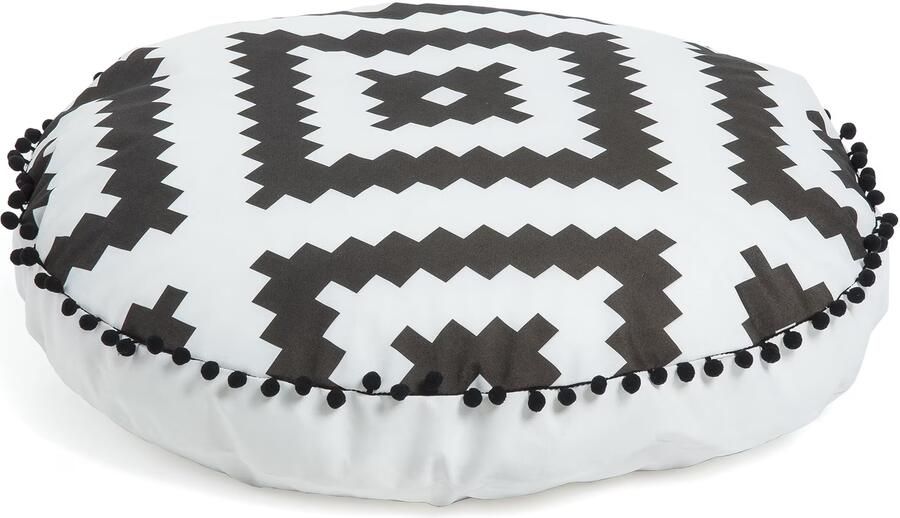 Kave Home Poef Ethnie 60cm Wit zwart
