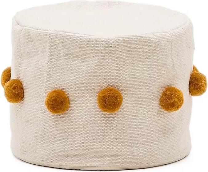 Kave Home Poef Manua 40cm Beige Mosterdgeel