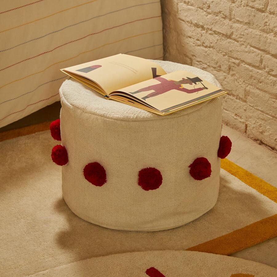 Kave Home Poef Manua 40cm Beige Rood