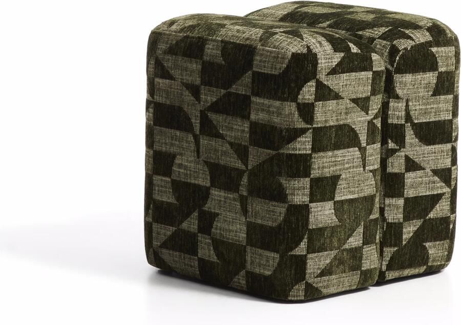 Kave Home Poef Nedilo Chenille 45 x 45cm Mosgroen