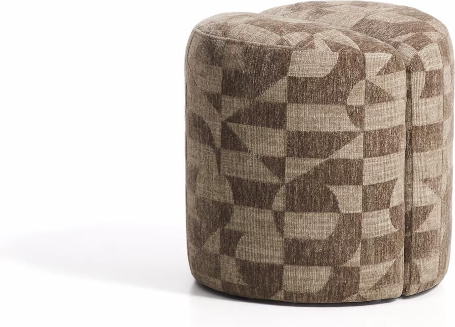 Kave Home Poef Nedilo Chenille Ø45cm Lichtbruin Rond