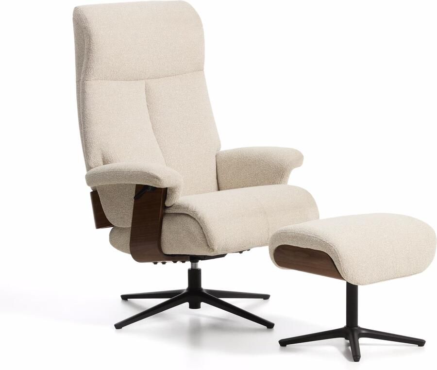 Kave Home Relaxfauteuil Toriel Bouclé Beige Zwart