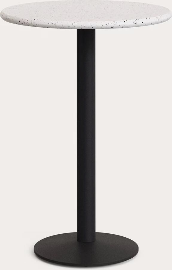 Kave Home Ronde Bartafel Saura Terrazzo & Metaal Ø70cm Wit