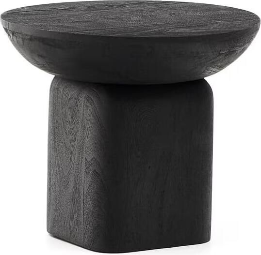 Kave Home Ronde Bijzettafel Ovak Acaciahout 50cm Zwart