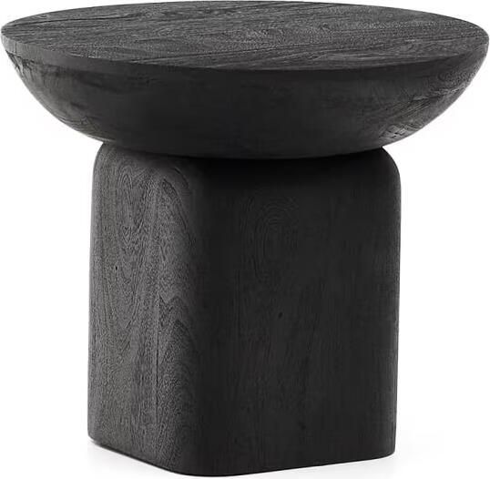 Kave Home Ronde Bijzettafel Ovak Acaciahout 50cm Zwart