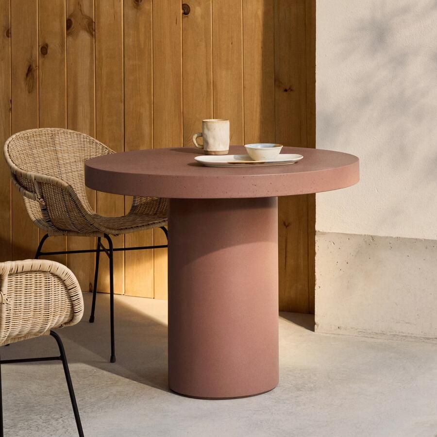 Kave Home Ronde Bistrotafel Aiguablava Beton 90cm Terracotta