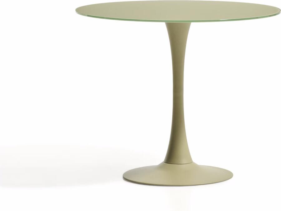 Kave Home Ronde Bistrotafel Vedira Glas Ø90cm Lichtgroen
