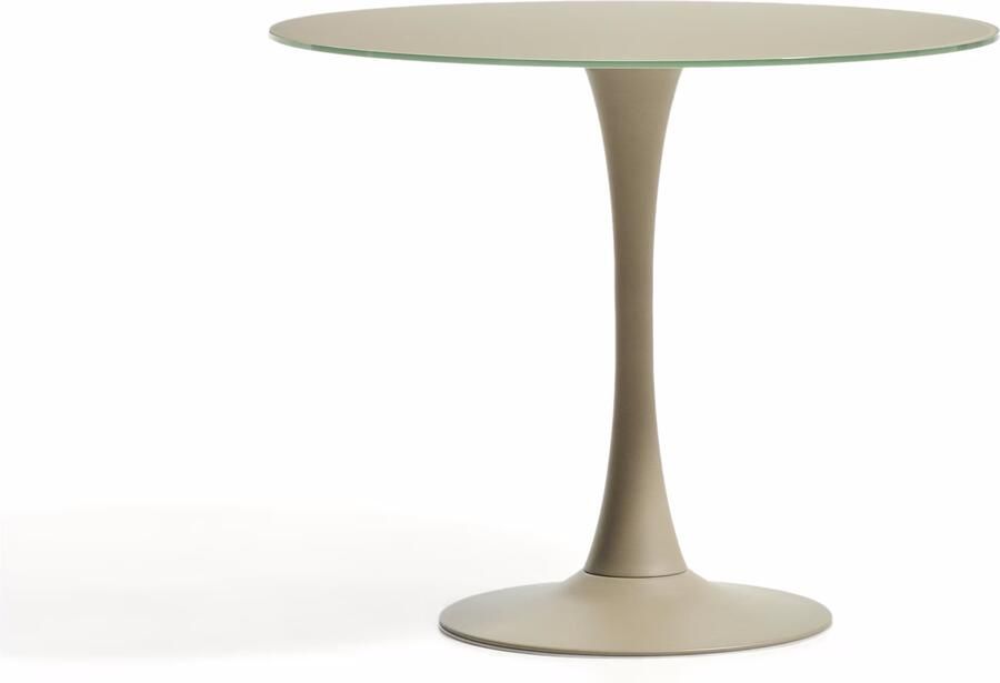 Kave Home Ronde Bistrotafel Vedira Glas Ø90cm Taupe