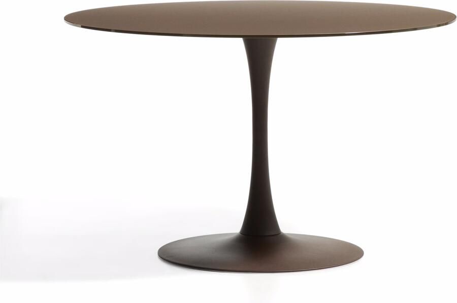 Kave Home Ronde Eettafel Vedira Glas Ø120cm Donkerbruin