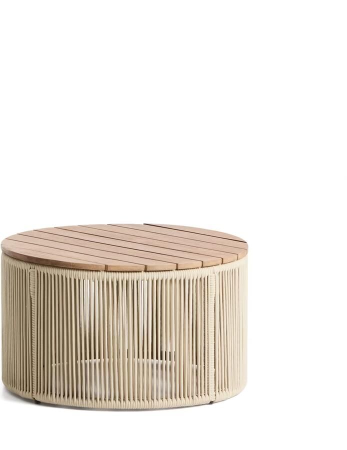 Kave Home Ronde Salontafel Dandara Acaciahout en touw 60cm Ecru