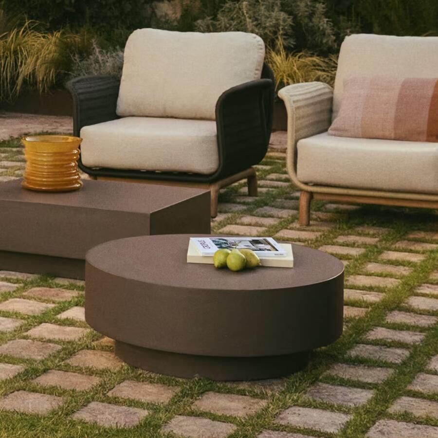 Kave Home Ronde Salontafel Garbet Cement 80cm Bruin