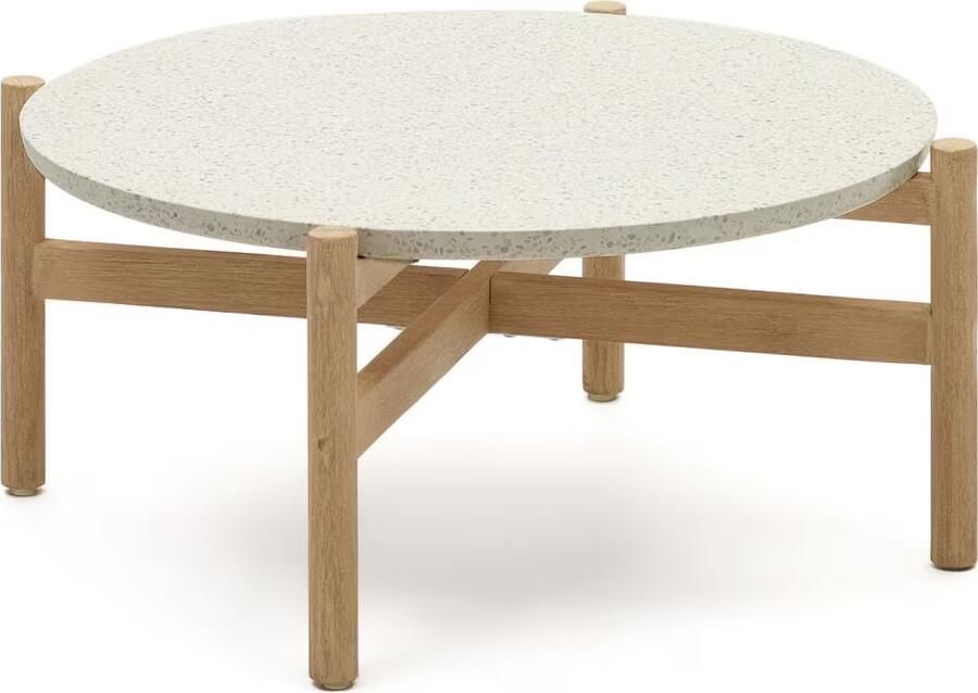 Kave Home Pola salontafel in cement en eucalyptus massief hout Ø 84 4 cm FSC