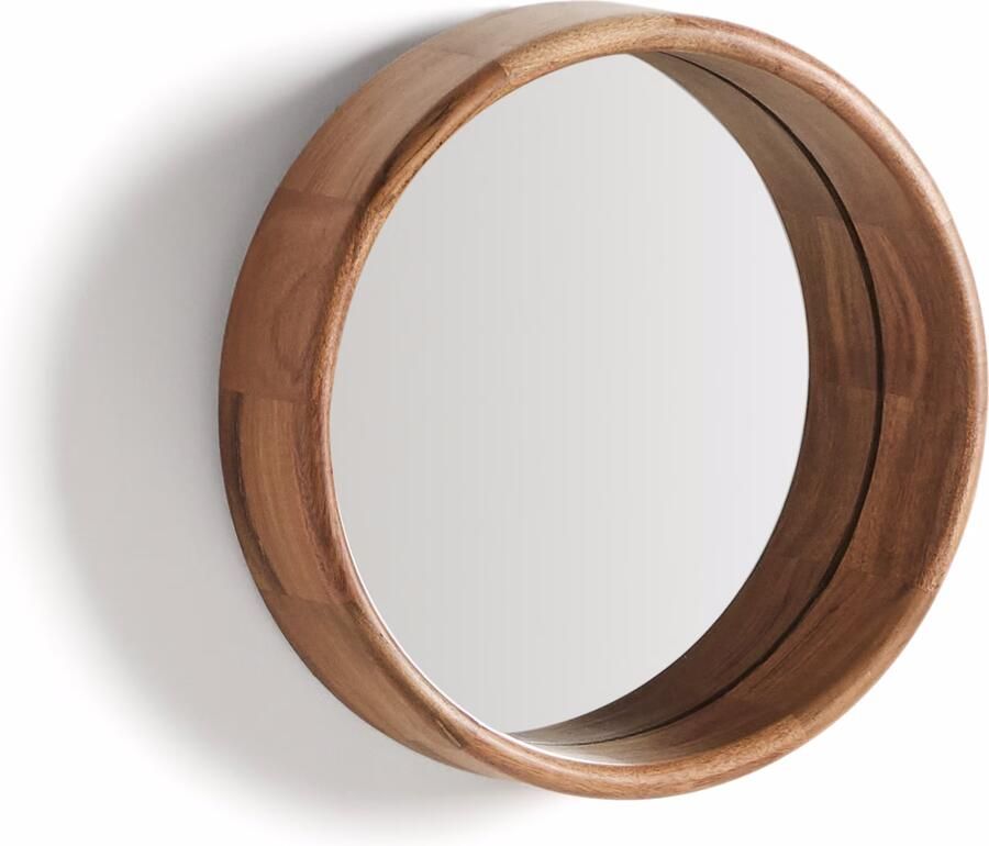Kave Home Ronde Spiegel Berale Acaciahout 30cm Bruin