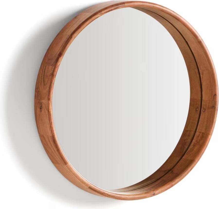 Kave Home Ronde Spiegel Berale Acaciahout 50cm Bruin