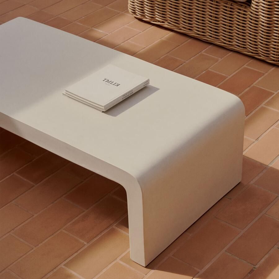 Kave Home Aiguablava salontafel in wit cement 135 x 65 cm