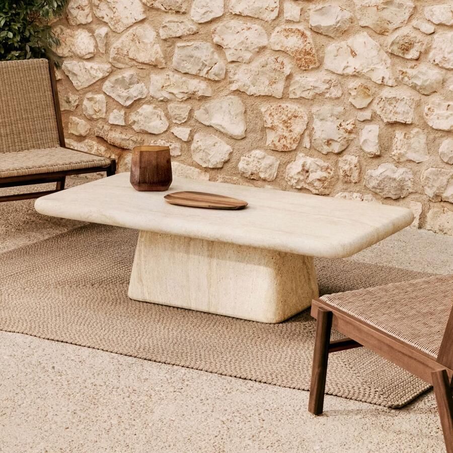 Kave Home Salontafel Drasi Travertinlook 140 x 70cm Beige