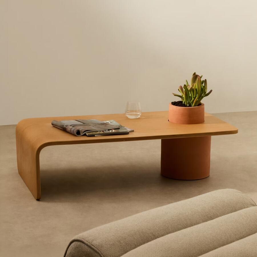 Kave Home Salontafel Olaria Terracotta en eiken 110 x 60cm Bruin
