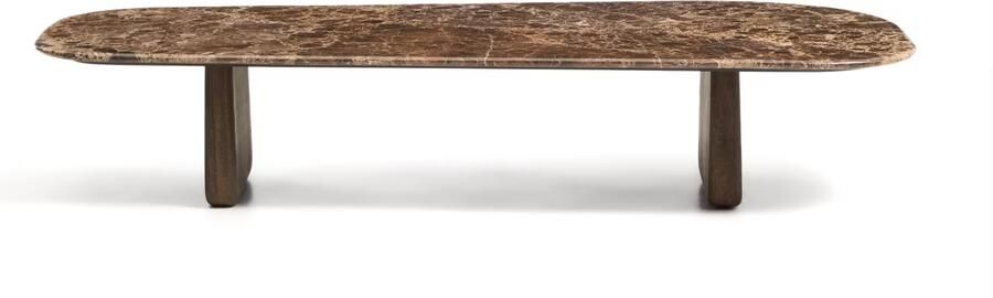 Kave Home Salontafel Pirita Bruin marmer en donker eiken 147 x 65cm
