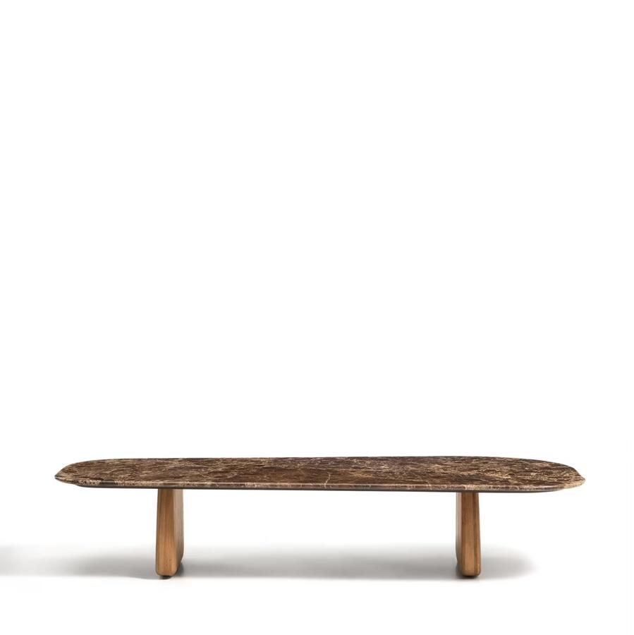 Kave Home Salontafel Pirita Bruin marmer en licht eiken 147 x 65cm