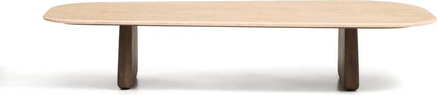 Kave Home Salontafel Pirita Travertin en donker eiken 147 x 65cm Beige