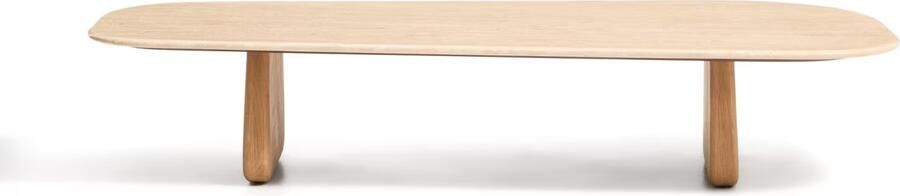 Kave Home Salontafel Pirita Travertin en licht eiken 147 x 65cm Beige