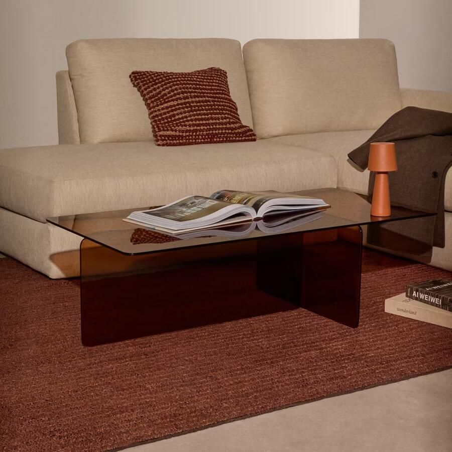 Kave Home Salontafel Zaren Bruin glas 120 x 60cm
