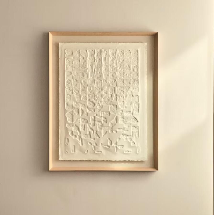 Kave Home Schilderij Annia Papier Maché 90 x 70cm Wit