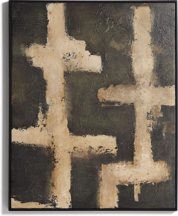 Kave Home Schilderij Emeri 80 x 100cm Olijfgroen Beige