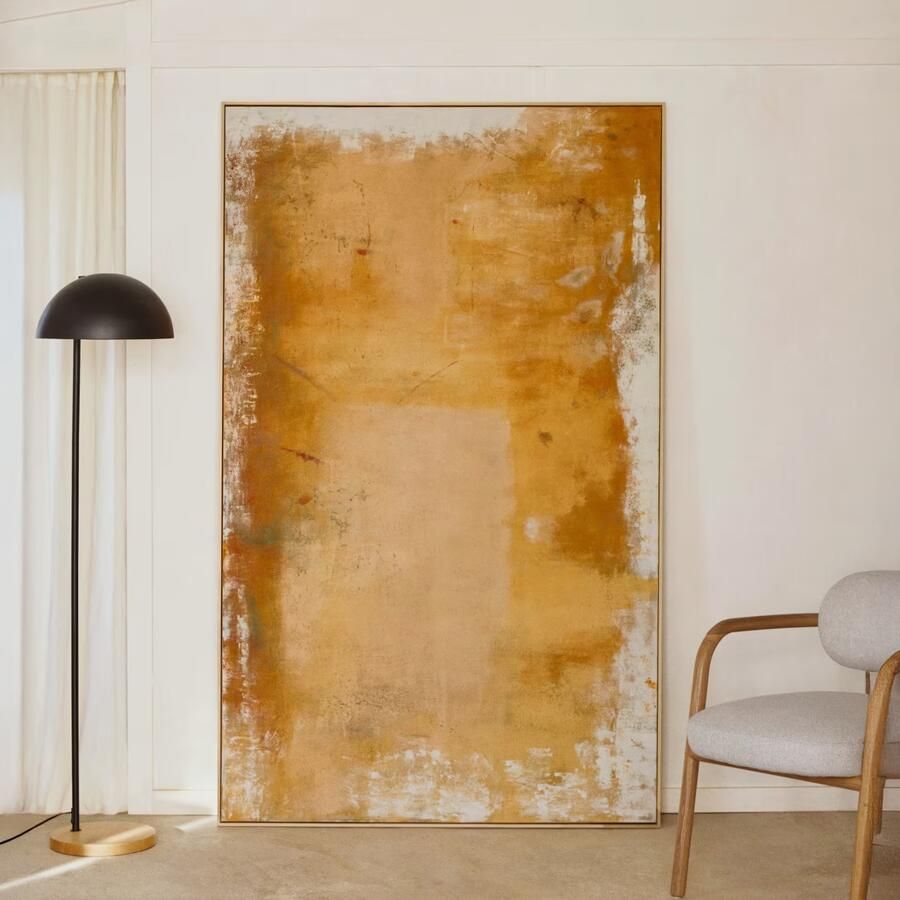 Kave Home Schilderij Selnar XXL 120 x 200cm Mosterdgeel