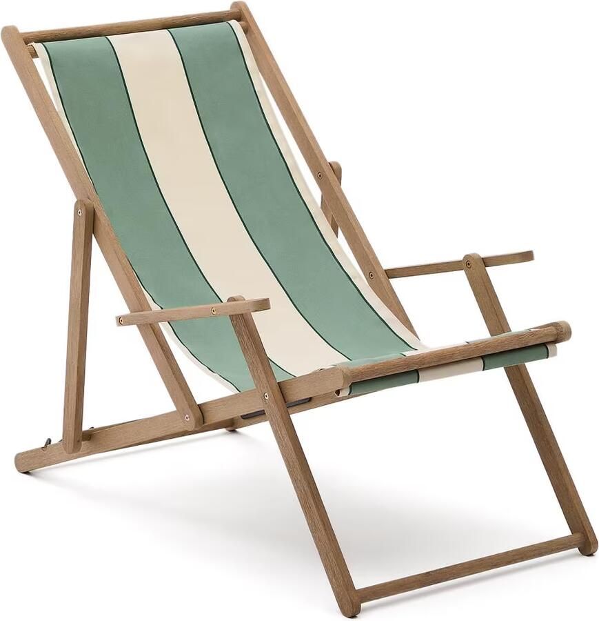 Kave Home Strandstoel Vilara Acaciahout Groen Beige