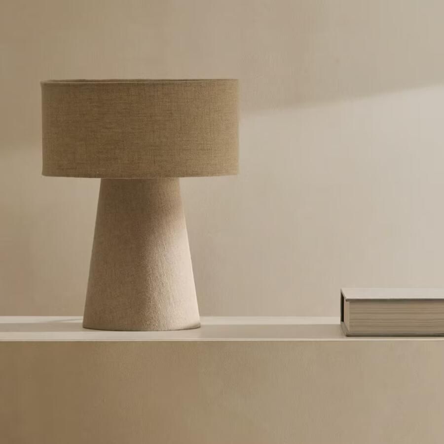 Kave Home Tafellamp Algaida Stof 35cm hoog Wit Japandi