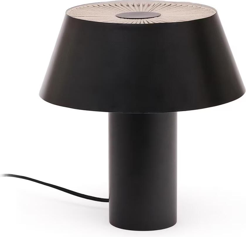 Kave Home Tafellamp Ancare Metaal en gevlochten koord Zwart