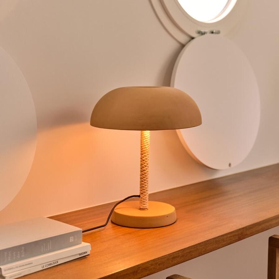 Kave Home Tafellamp Arinda Terracotta en touw Bruin