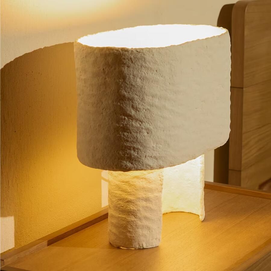 Kave Home Tafellamp Bedala Papier-maché 38cm Wit